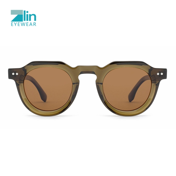 Zlin New Fashion Acetate Retro Sunglasses UV400 Eyewear Shades Round Wholesale Sunglasses