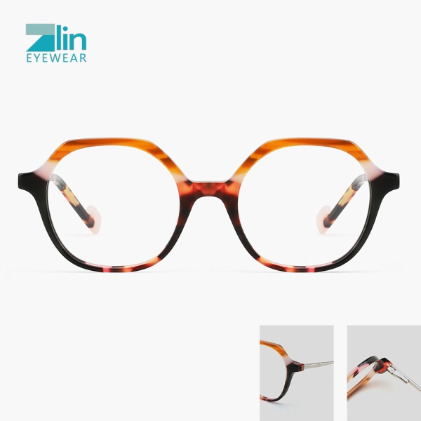 Zlin Ready Stock European Women Colorful Lamination Eyeglasses Acetate Eyewear Optical