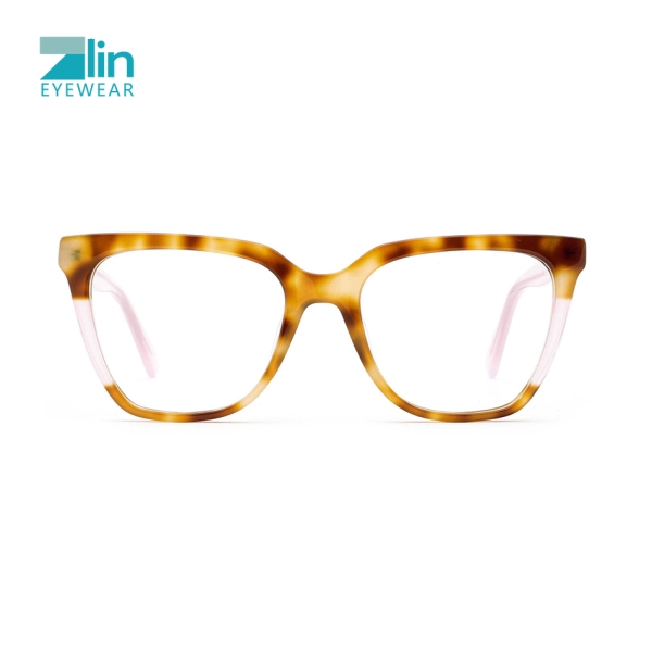 Zlin Europe Hot Selling Large Eyeglasses Square Eyewear Women Laminate Acetate Optical Glasses Frames