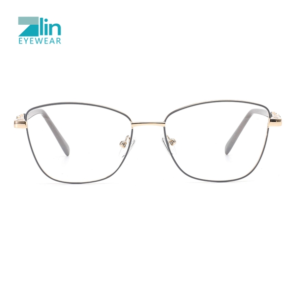 Zlin Eyewear Fashion Eyeglasses with Stone Decoration Women Metal Optical Frames